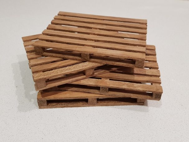 Solid wood mini pallets coasters set of 4